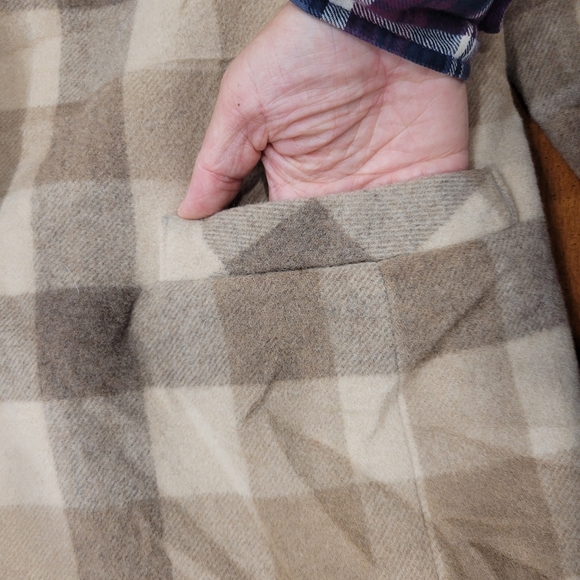 Vintage Wool Cleo Blazer Coat Womens 10 Tan Grey Plaid Acadamia Fall - Picture 3 of 12